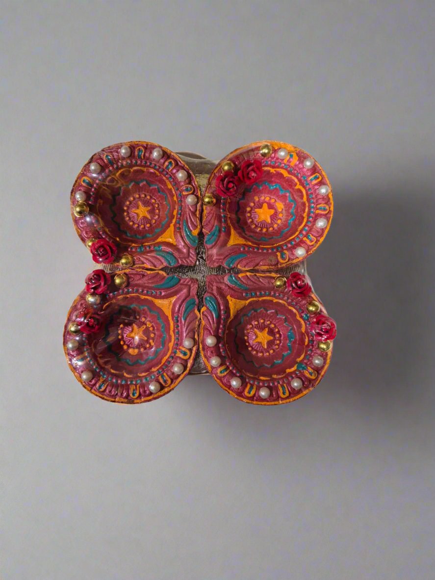 4 Pack Coloured Diya Style 1 - Online Indian Grocery Store