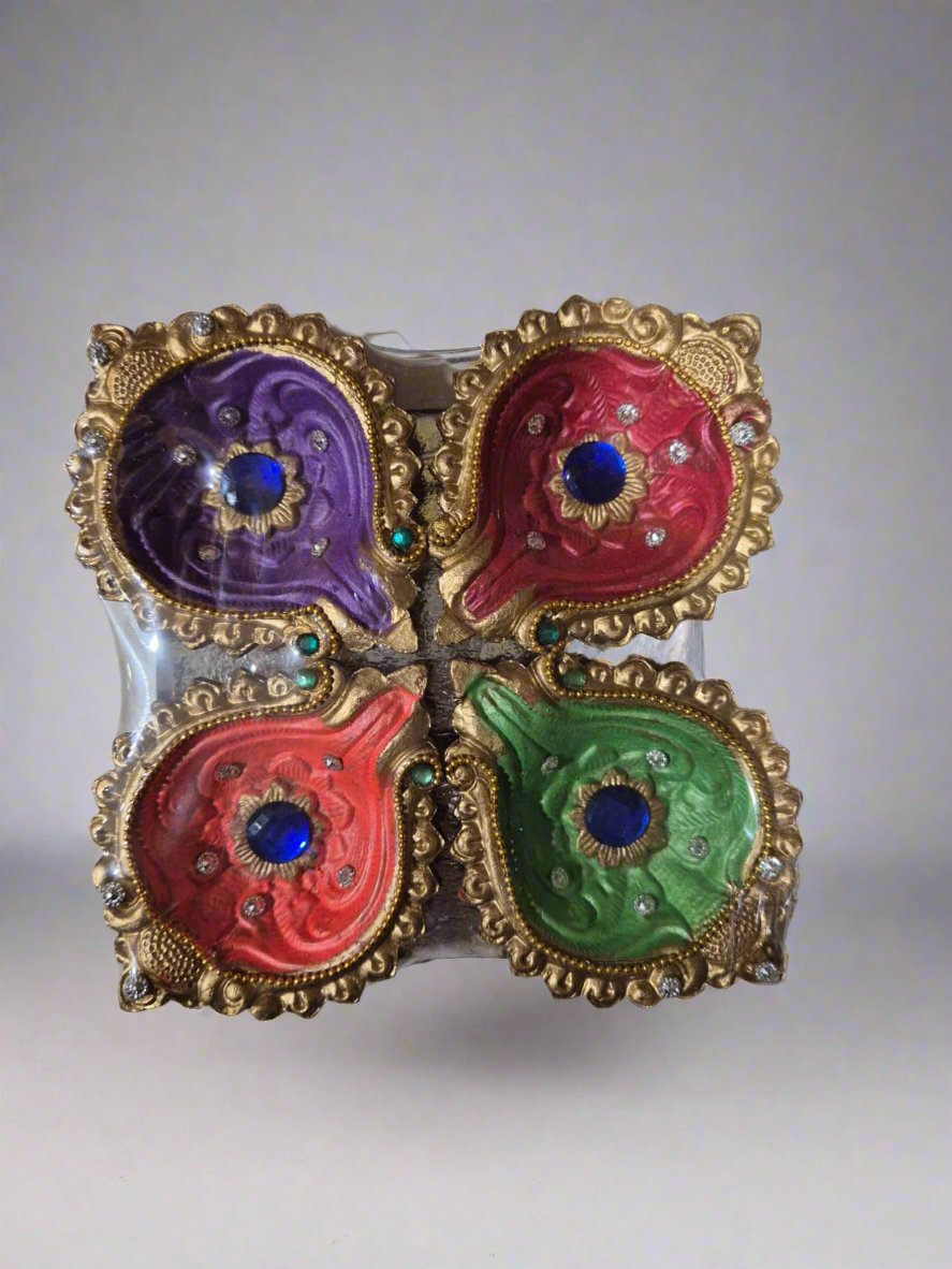 4 Pack Coloured Diya Style 2 - Online Indian Grocery Store