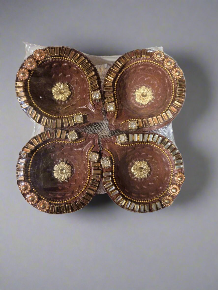 4 Pack Coloured Diya Style 4 - Online Indian Grocery Store