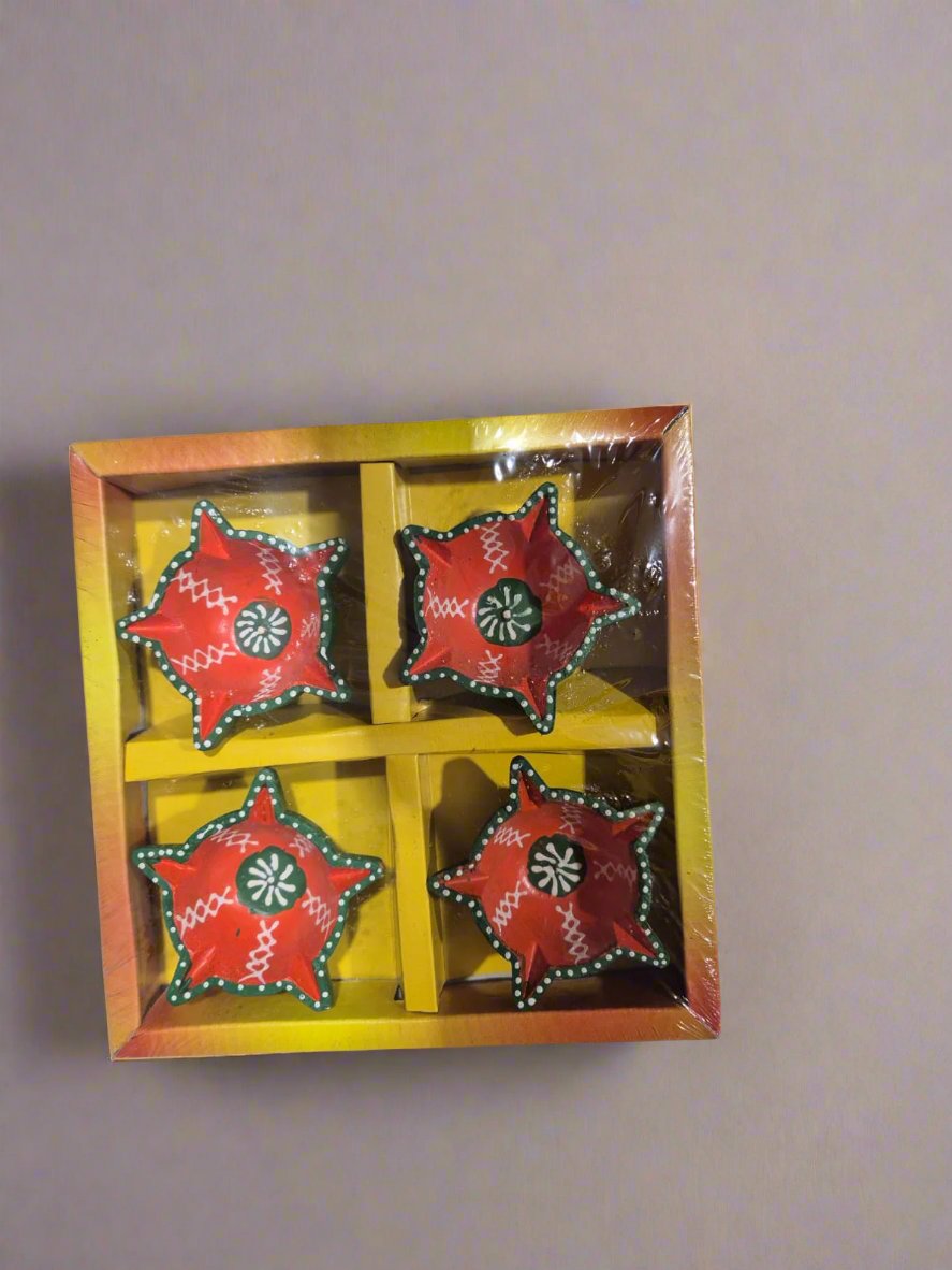 4 Pack Coloured Diya Style 6 - Online Indian Grocery Store
