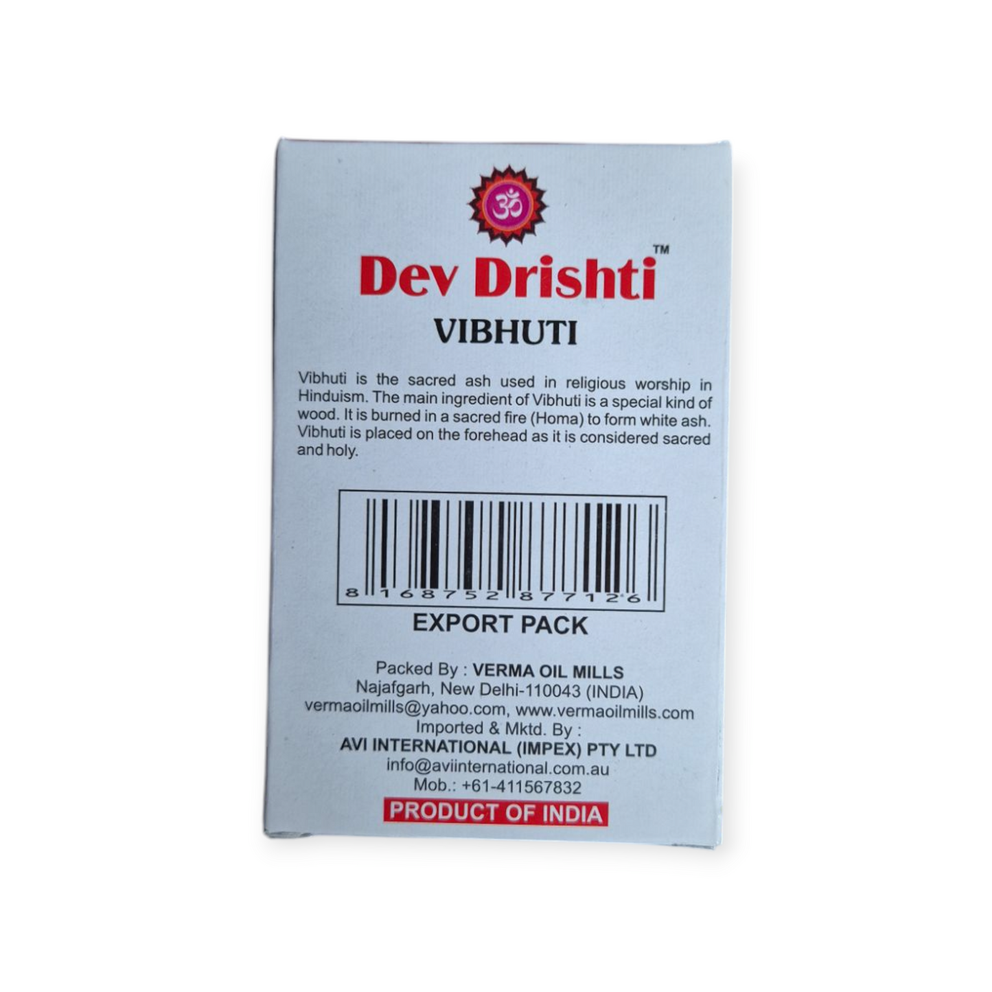 DEV DRISHTI VIBHUTI 50GMS