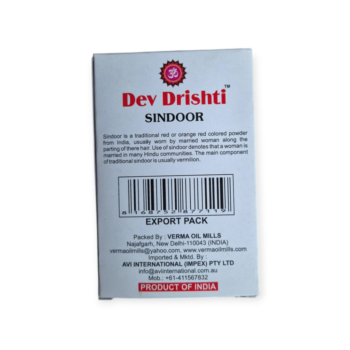 DEV DRISHTI LAL SINDOOR 50GMS