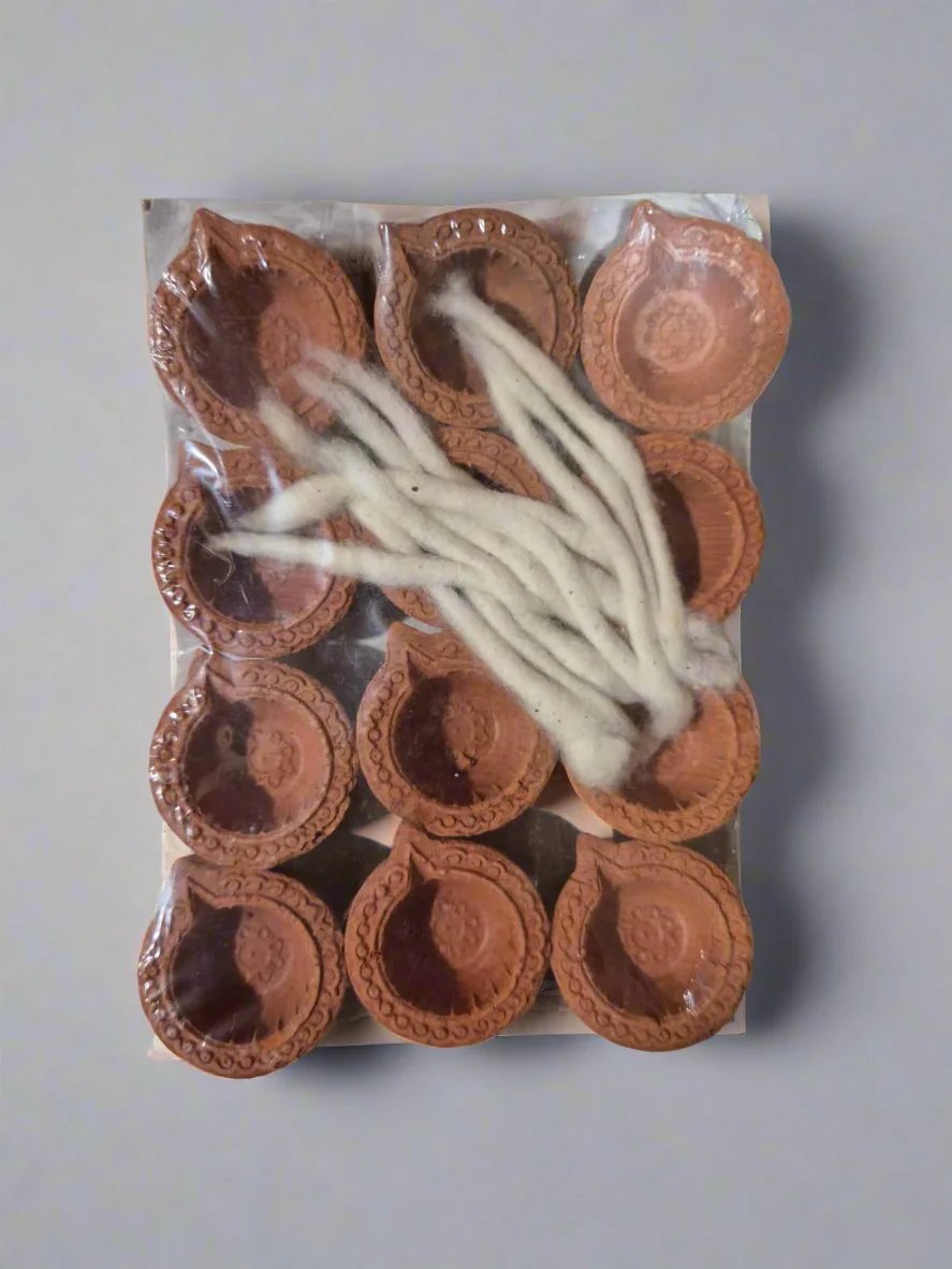 12 Pack Small Diya with Cotton Wick - Online Indian Grocery Store